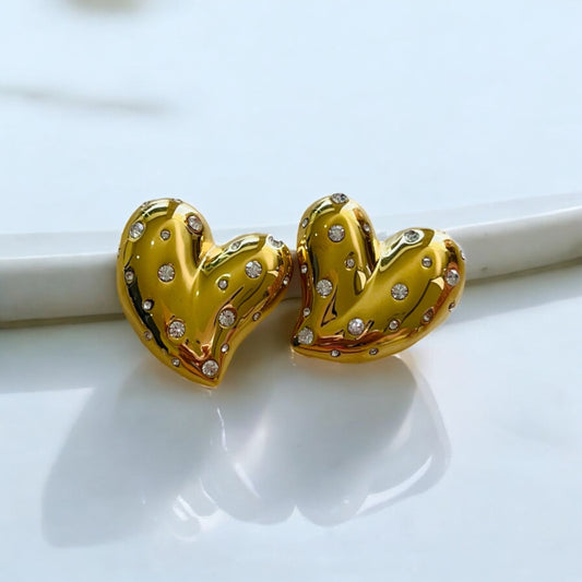 PENDIENTES CORAZON PEDRERIA